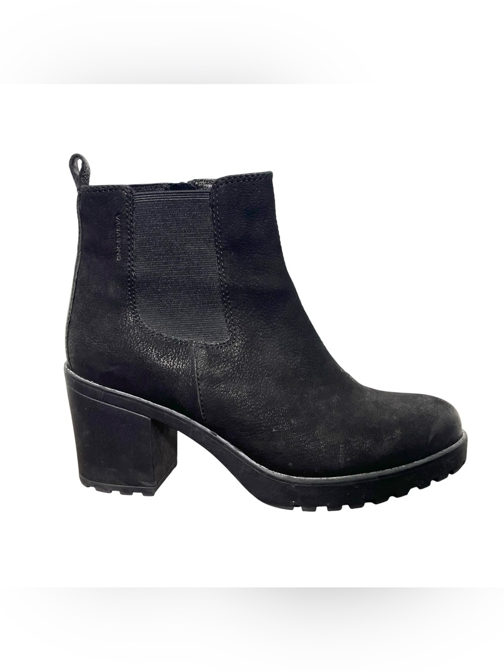 Vagabond Shoemakers Grace Black Leather Chunky Heel Lug Chelsea Boots Size 38/8